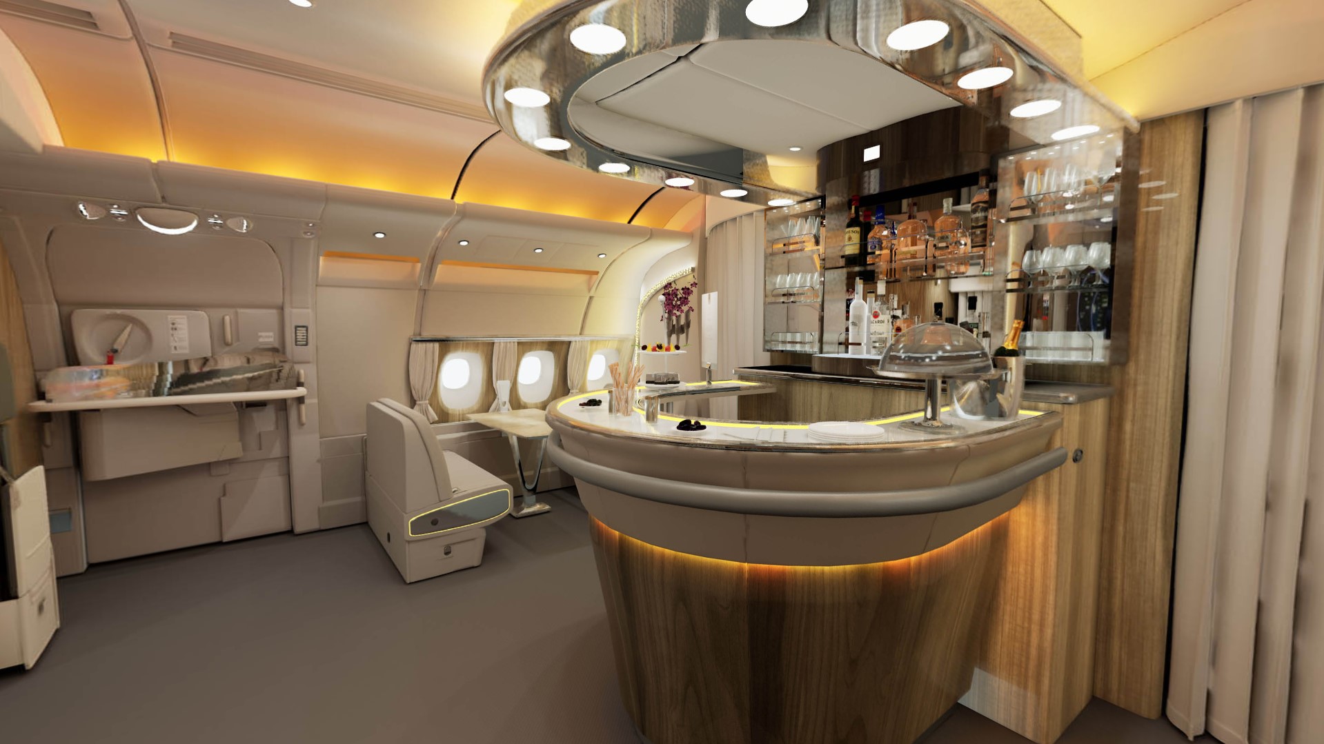 Emirates Onboard Lounge bar Emirates Onboard Lounge bar